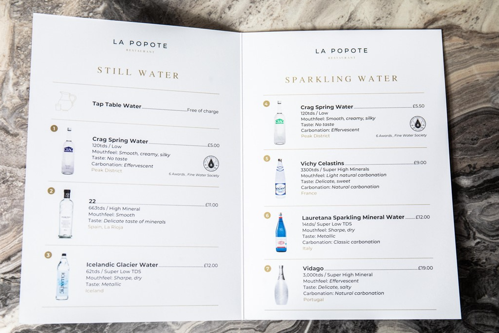 Restaurante com estrela Michelin lança menu só de águas (incluindo uma portuguesa a 22 euros)