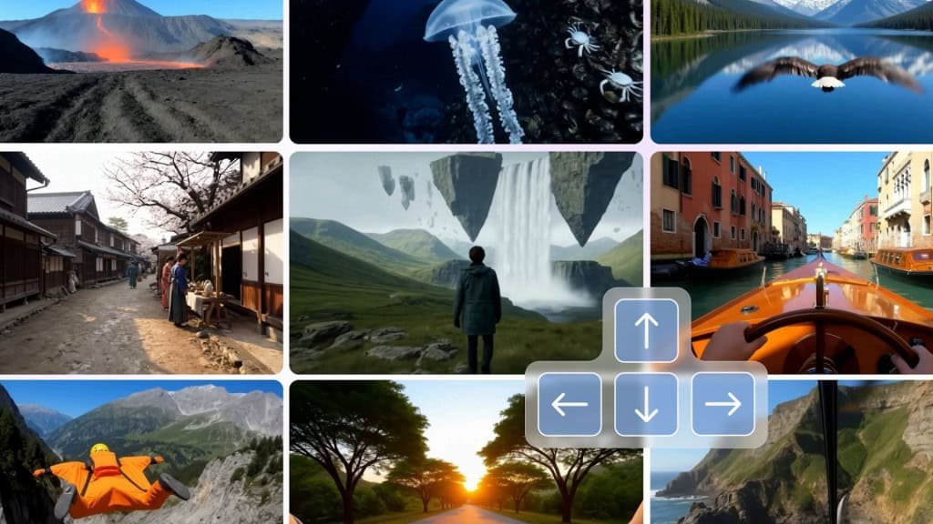 Montagem mostrando mundos criados por meio do Genie 3, novo modelo de inteligência artificial do Google DeepMind