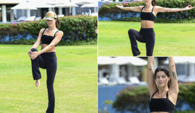 Isabeli Fontana faz ioga no Tivoli Ecoresort durante visita à Bahia