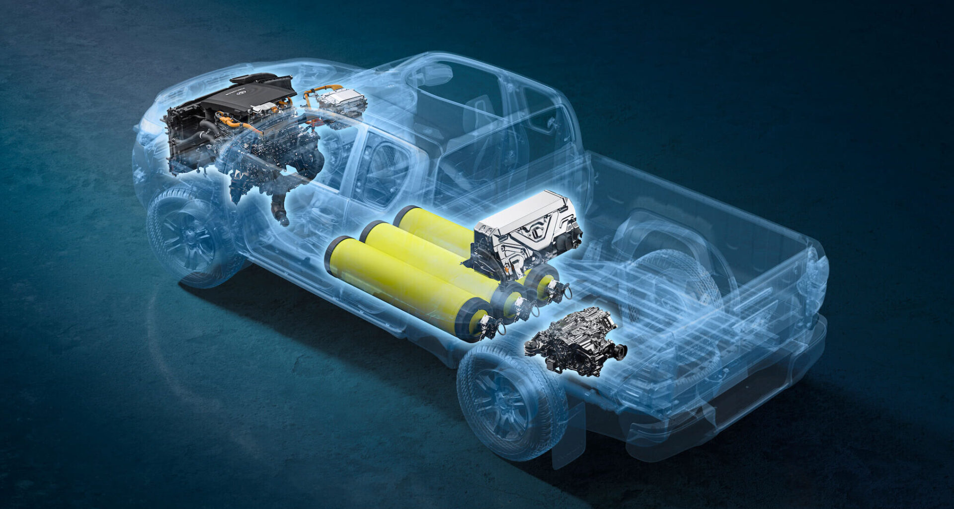 ilustração da cadeia cinemática da Toyota hilux fcev