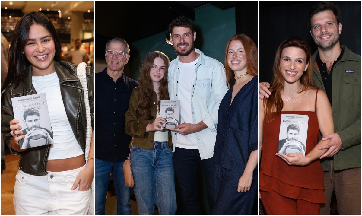 Bruninho, do vôlei, lança livro no Rio de Janeiro e é prestigiado pelo pai, Bernardinho, e famosos