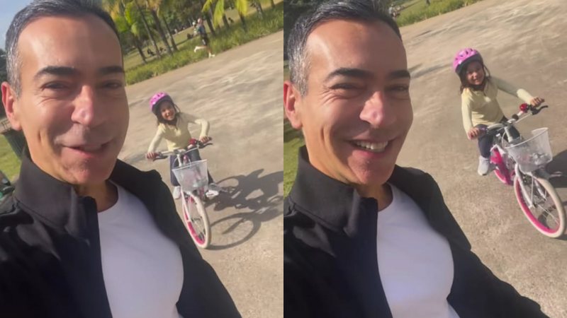 César Tralli vibra com conquista da filha: 'Pensa num pai feliz!'