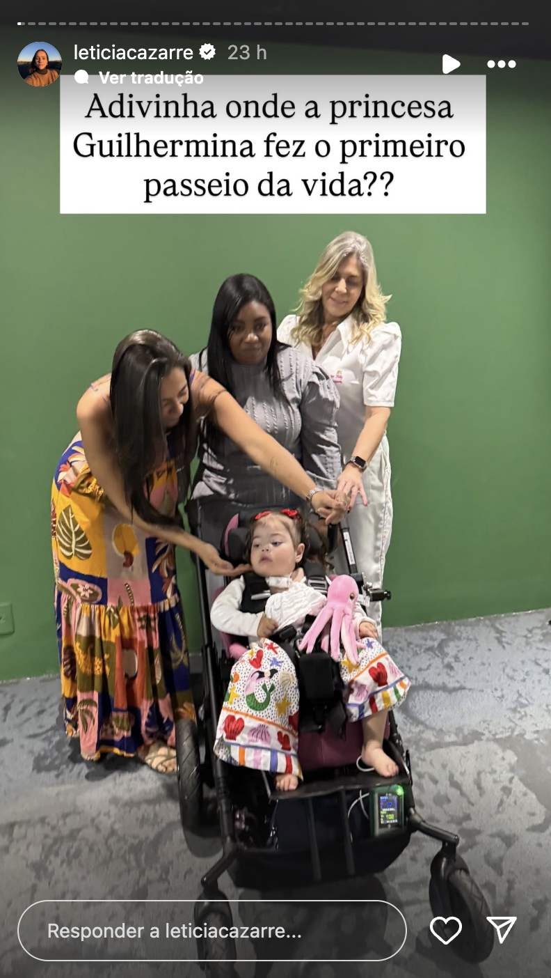 Juliano Cazarré e Leticia Cazarré mostram o primeiro passeio de Maria Guilhermina