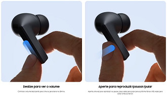 Funções de gestos do Galaxy Buds3 FE. Imagem: Samsung/Reprodução