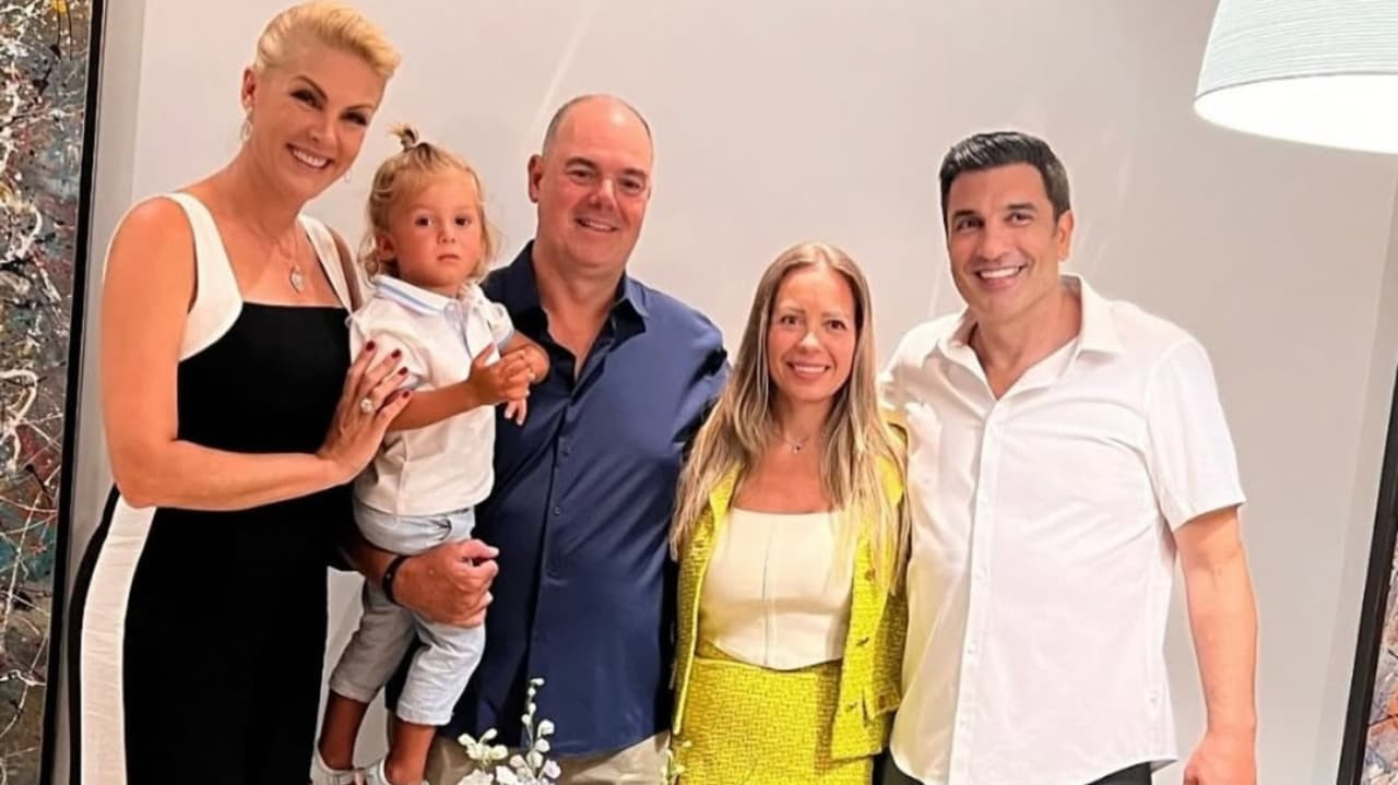 Ana Hickmann e Edu Guedes no aniversário de Roberto Leonessa