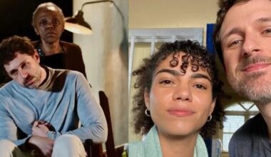 Leonardo (Guilherme Magon), Nise (Teca Pereira) e Ana Clara (Samantha Jones) em