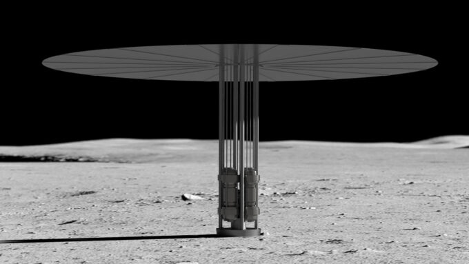 Representação artística de como seria o reator nuclear lunar (Crédito: NASA)