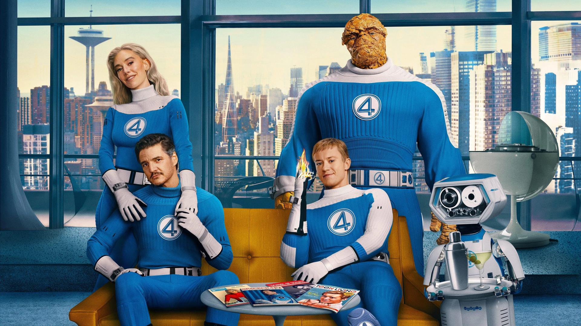 Pedro Pascal (Reed Richards), Vanessa Kirby (Sue Storm), Joseph Quinn (Tocha Humana) e Ebon Moss-Bachrach (Coisa) são o peso a mais que difere "Quarteto Fantástico: Primeiros Passo" de um filme qualquer