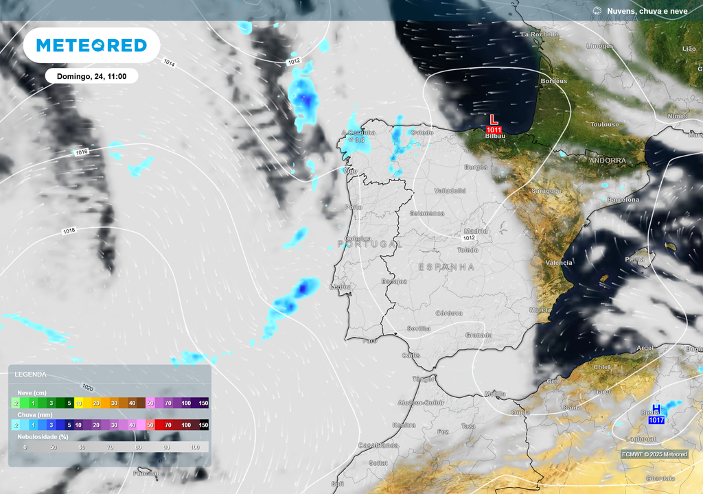 previsão de nuvens e chuva