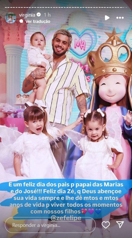 Virginia homenageia Zé Felipe em Dia dos Pais - Reproduçao/Instagram