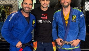 Wagner Moura posa com Gabriel Leone após treino de jiu-jitsu