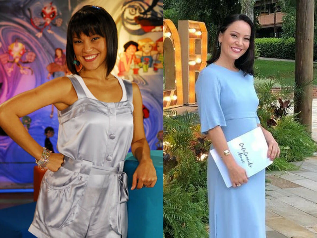 Geovanna Tominaga apresentava a "TV Globinho" às terças-feiras nesta época. Mas ela acabou se tornando apresentadora que mais passou tempo no programa, ficando de 2002 a 2009. Ela se tornou mãe de Gabriel hoje dá palestras sobre maternidade — Foto: Reprodução