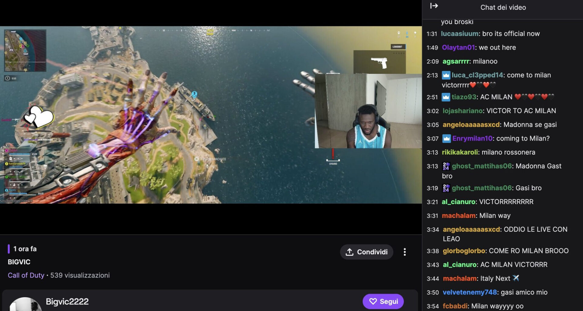 Boniface chumbou nos exames médicos do Milan e foi jogar no Twitch