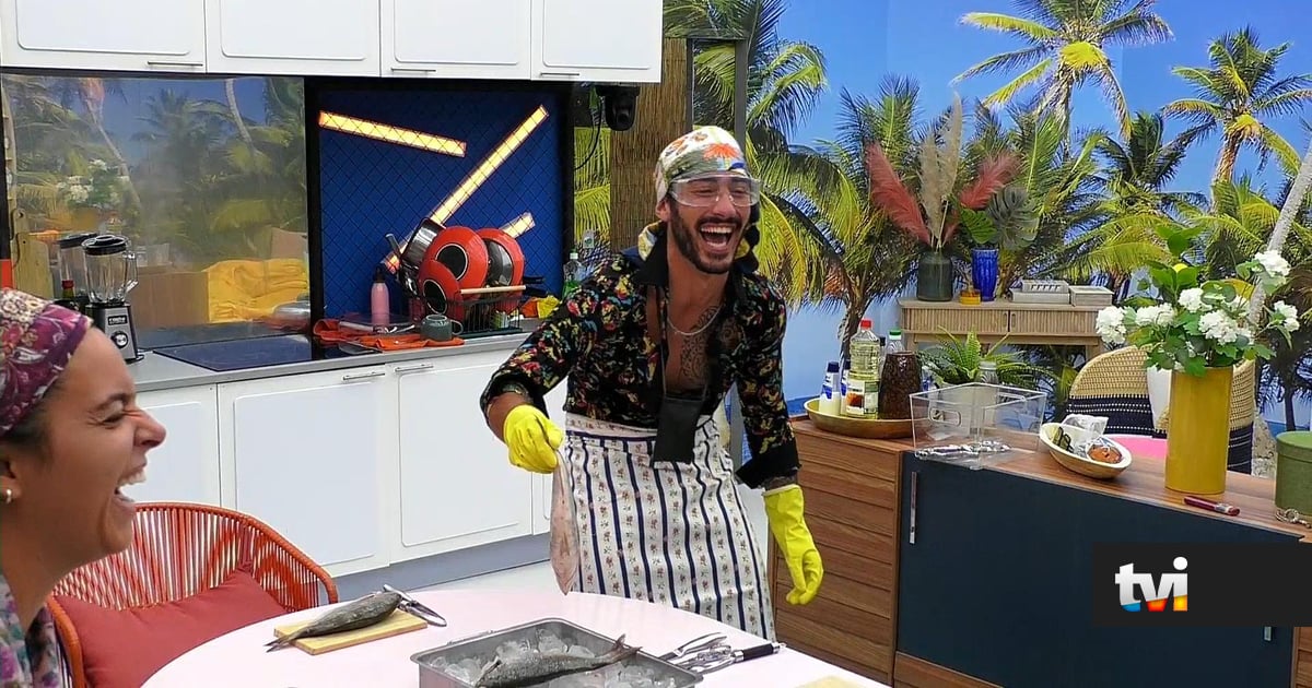 Concorrentes vestem-se a rigor e Afonso serve uma 'lambada' de peixe na cara de Miranda - Big Brother