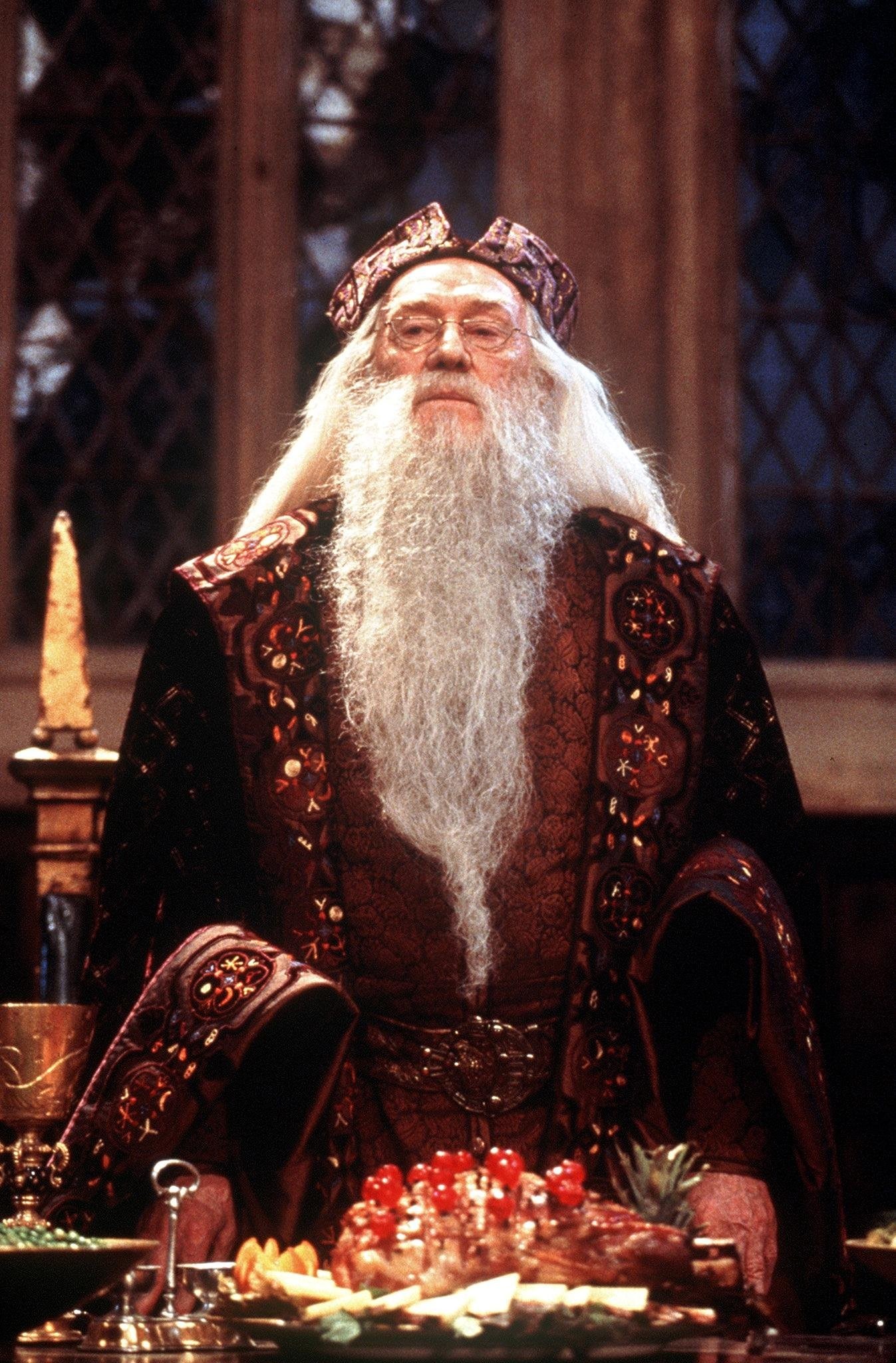 Richard Harris (1930-2002) foi o primeiro a interpretar Dumbledore nos cinemas — Foto: AFP. 