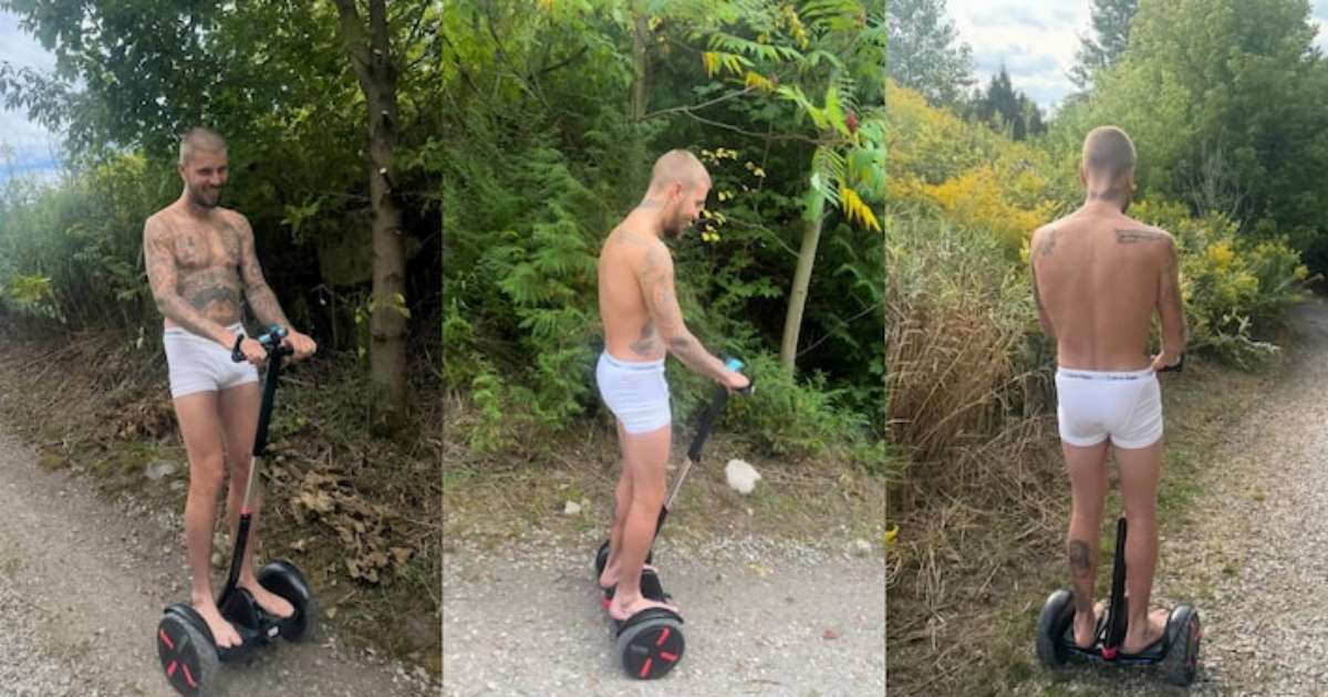 Justin Bieber passeia só de cueca por floresta; veja fotos
