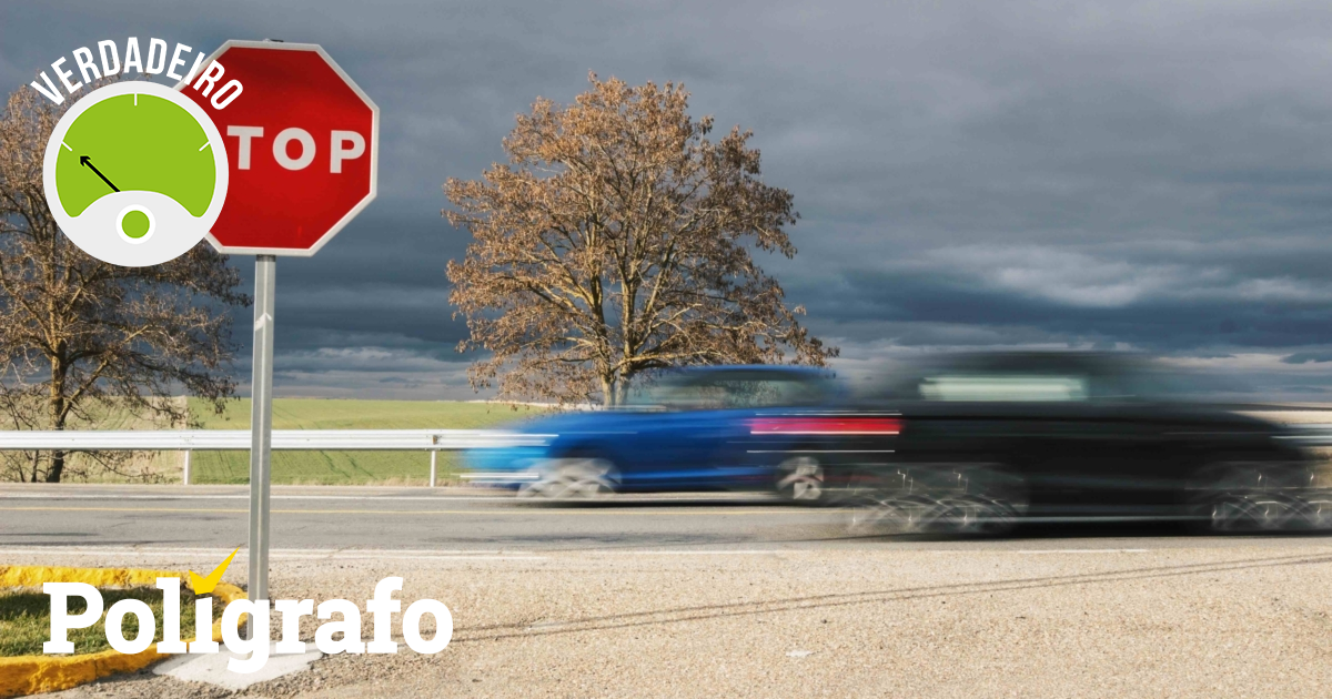 Não parar totalmente o veículo num sinal de “STOP” pode resultar em multa de 600 euros? – Polígrafo