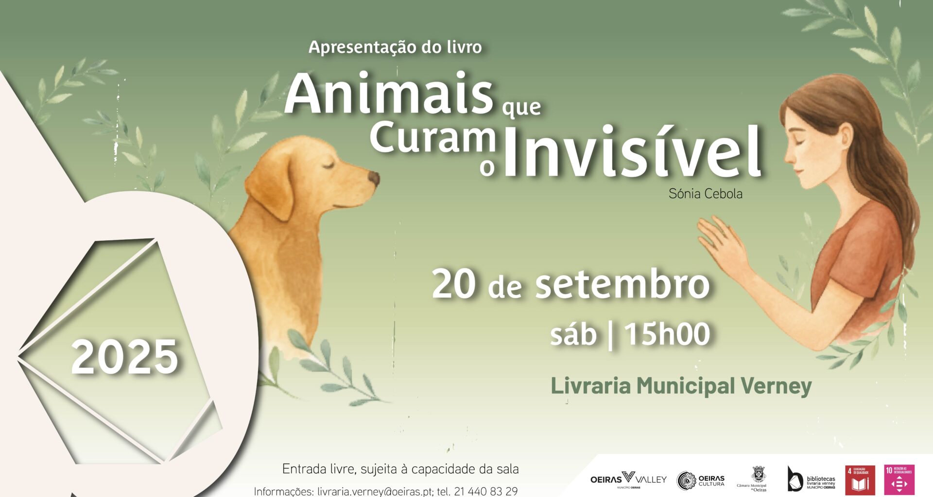 Ilustração de um cãozinho e a sua dona