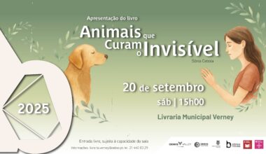 Ilustração de um cãozinho e a sua dona