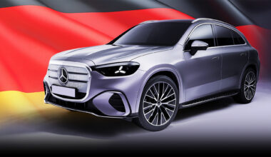 Mercedes-benz GLC com bandeira alemã de fundo