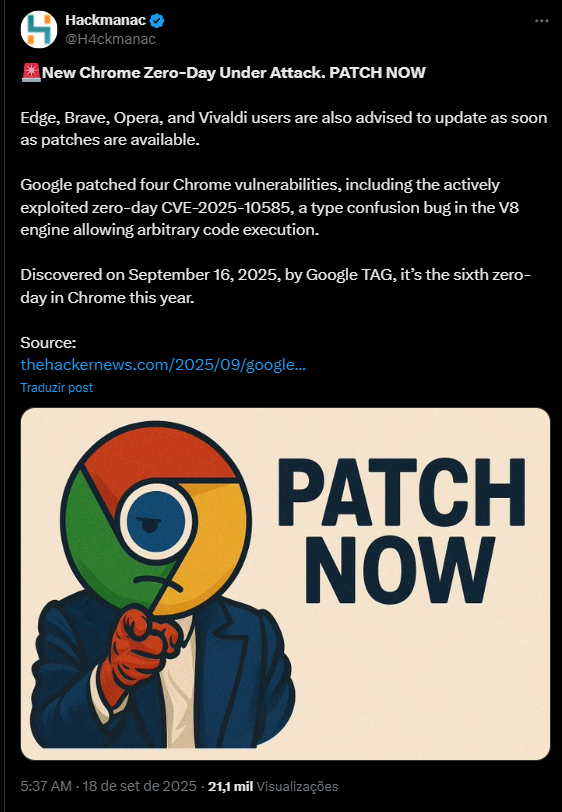 Google alerta sobre falha