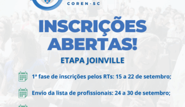 Inscrições abertas para a Etapa Joinville do Curso de Aprimoramento do Processo de Enfermagem | Coren-SC