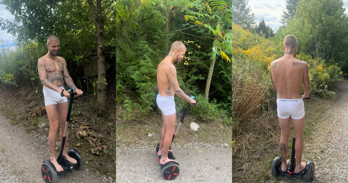 Justin Bieber passeia só de cueca por floresta; veja fotos