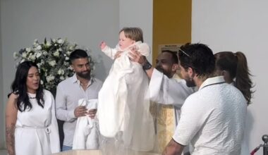 Virginia Fonseca batiza o filho caçula, José Leonardo, antes da festa de aniversário