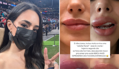Bruna Biancardi vai de máscara a jogo da NFL e explica infecção nos lábios - Gshow