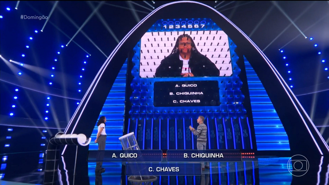 Chaves causa reação inusitada em participante do The Wall no Domingão