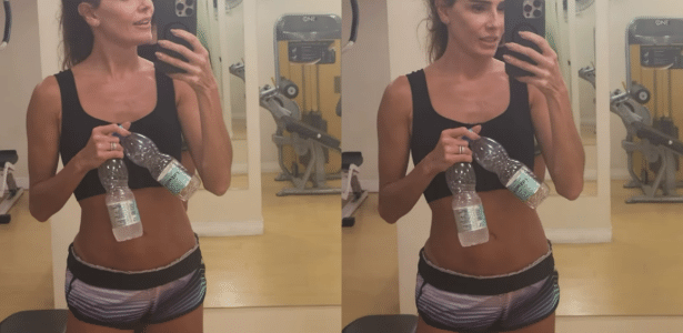 Deborah Secco mostra domingo de treino na academia