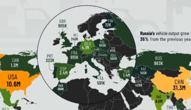 Mapa revela domínio asiático na produção mundial de automóveis
