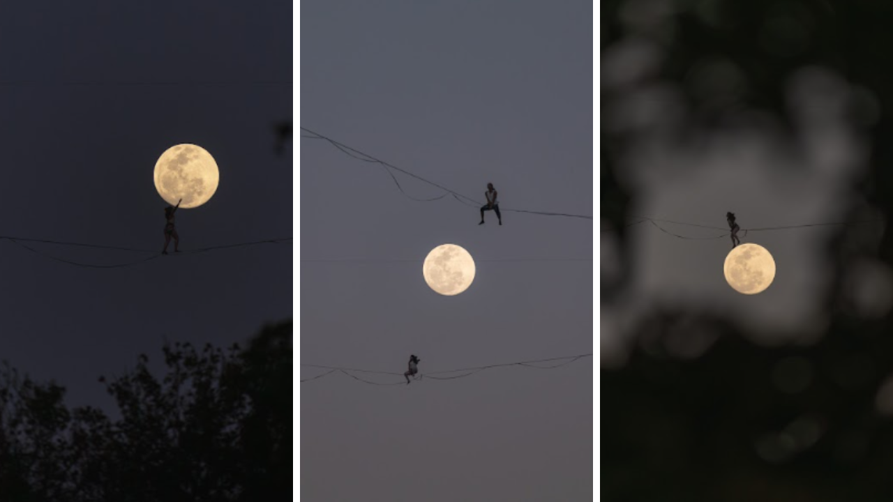 Fotógrafo registra atletas ‘interagindo’ com a lua em BH no Cura