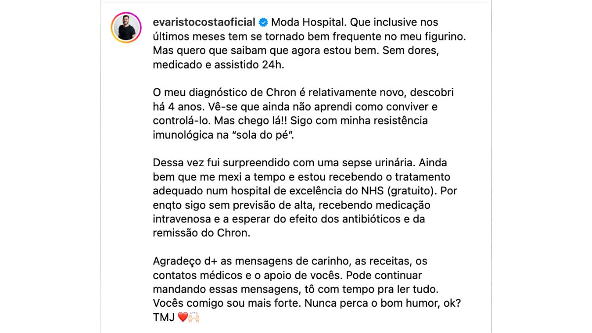 evaristo costa doença