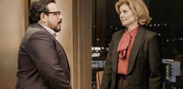 Freitas (Luís Lobianco) e Odete (Debora Bloch) em Vale Tudo