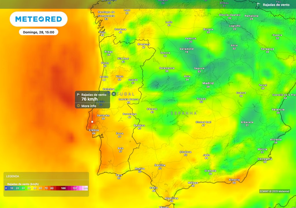 Todos os distritos Litorais ainda com aviso amarelo do IPMA até às 18h devido a rajadas de vento.