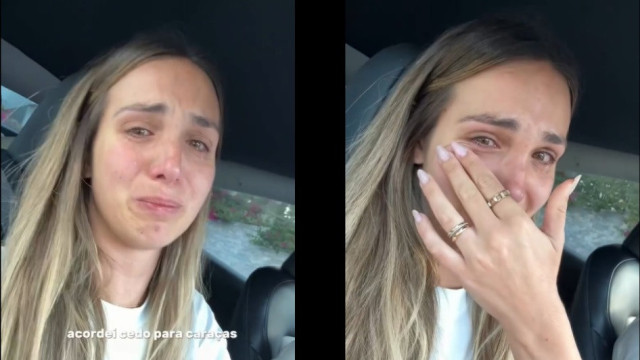 Rebeca Caldeira desfeita em lágrimas no primeiro dia de escola da filha