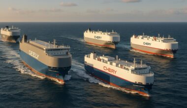 Flotilha chinesa a caminho da Europa cheia de carros elétricos