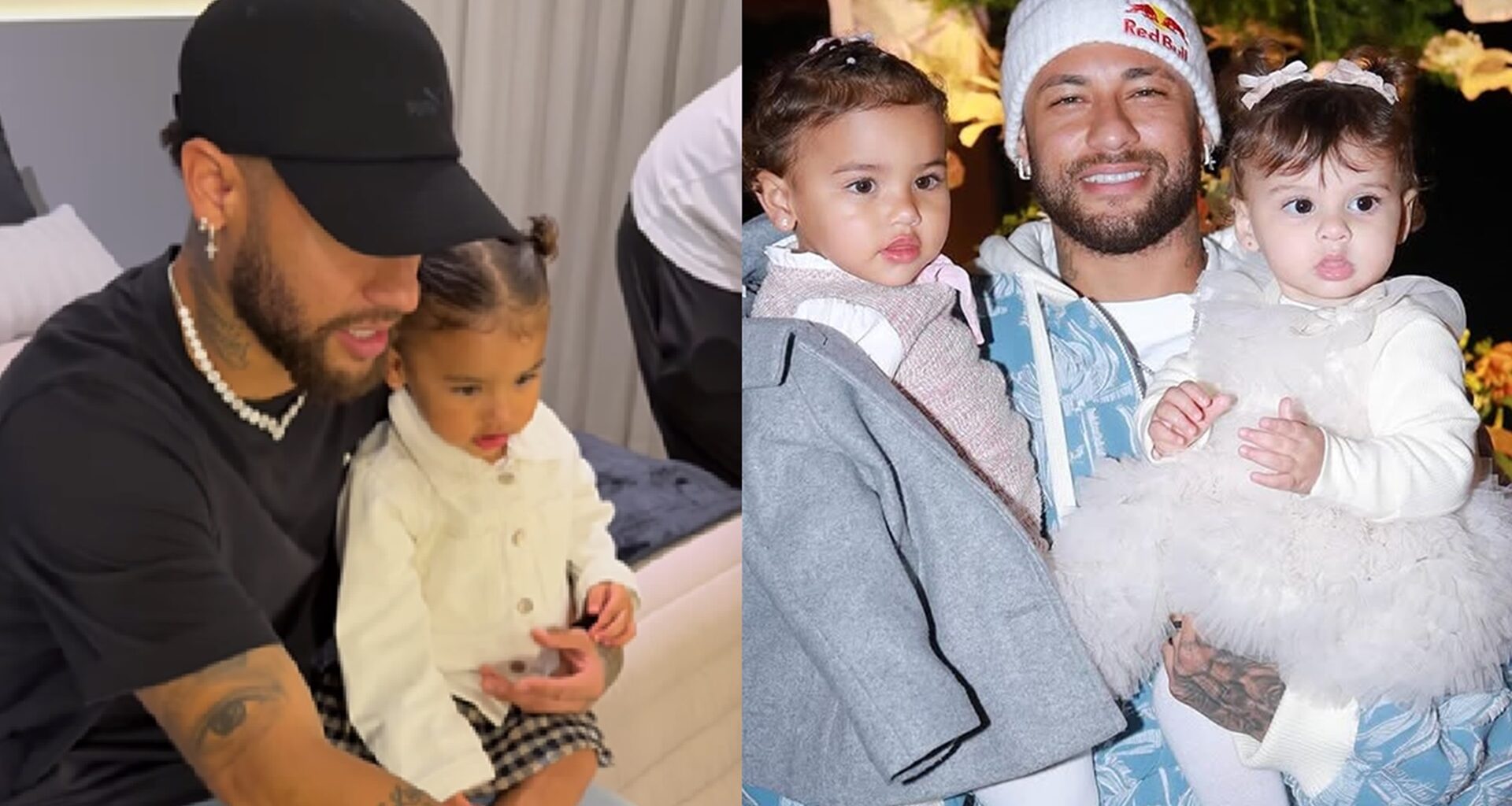 Neymar Jr com as filhas- Foto: Reprodução / Instagram @neymarjr