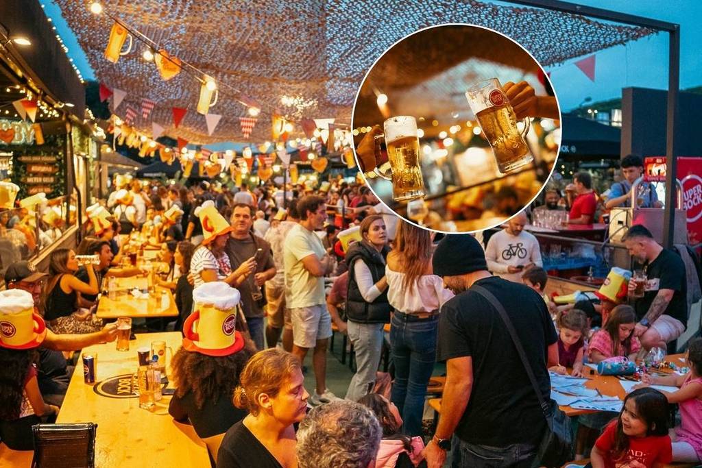 pessoas no beerfest no mercado de algés