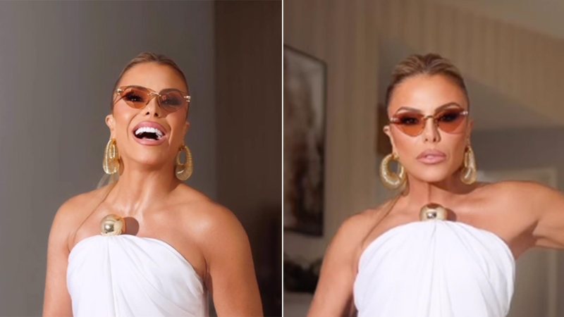Poliana Rocha aposta em look elegante para batizado de José Leonardo