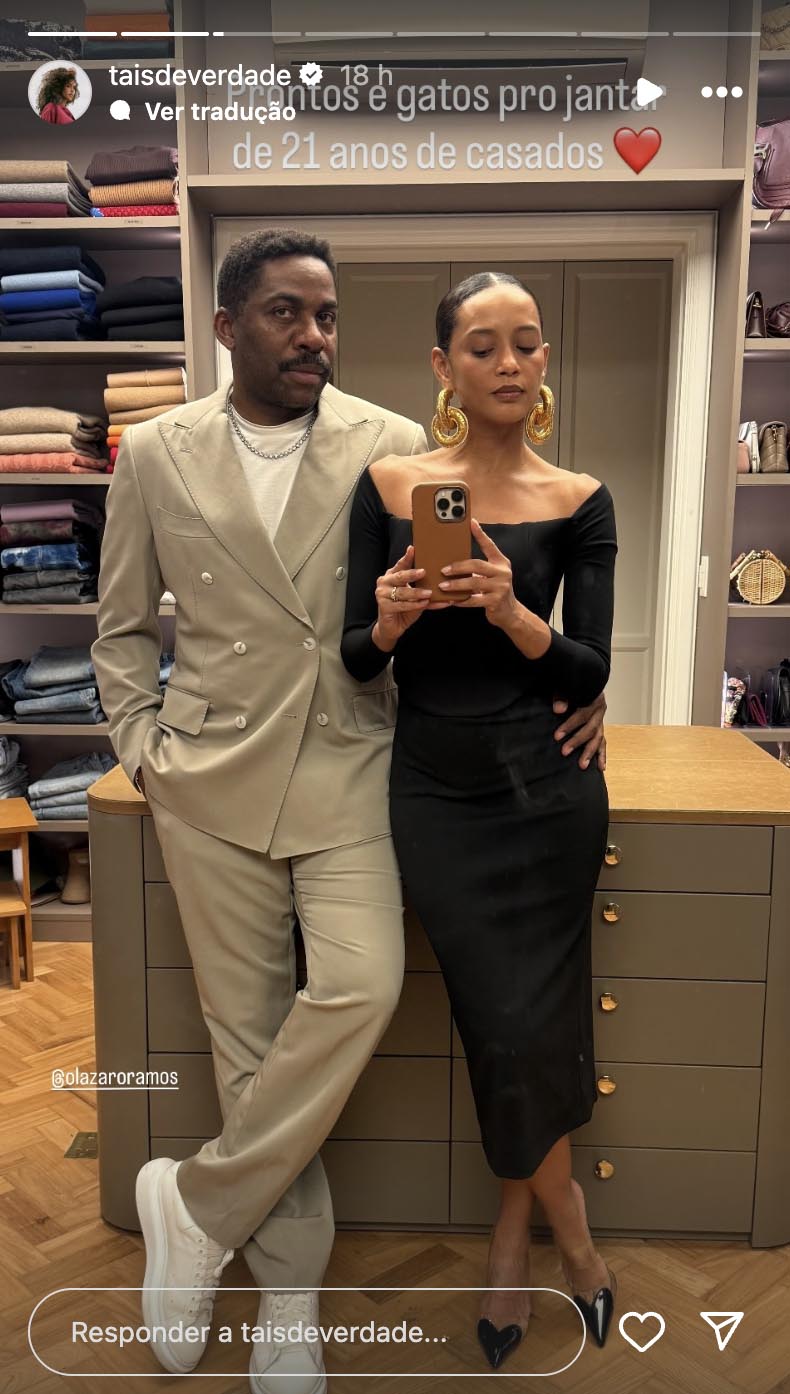 Renovação dos votos de casamento de Taís Araujo e Lázaro Ramos - Foto: Reprodução / Instagram
