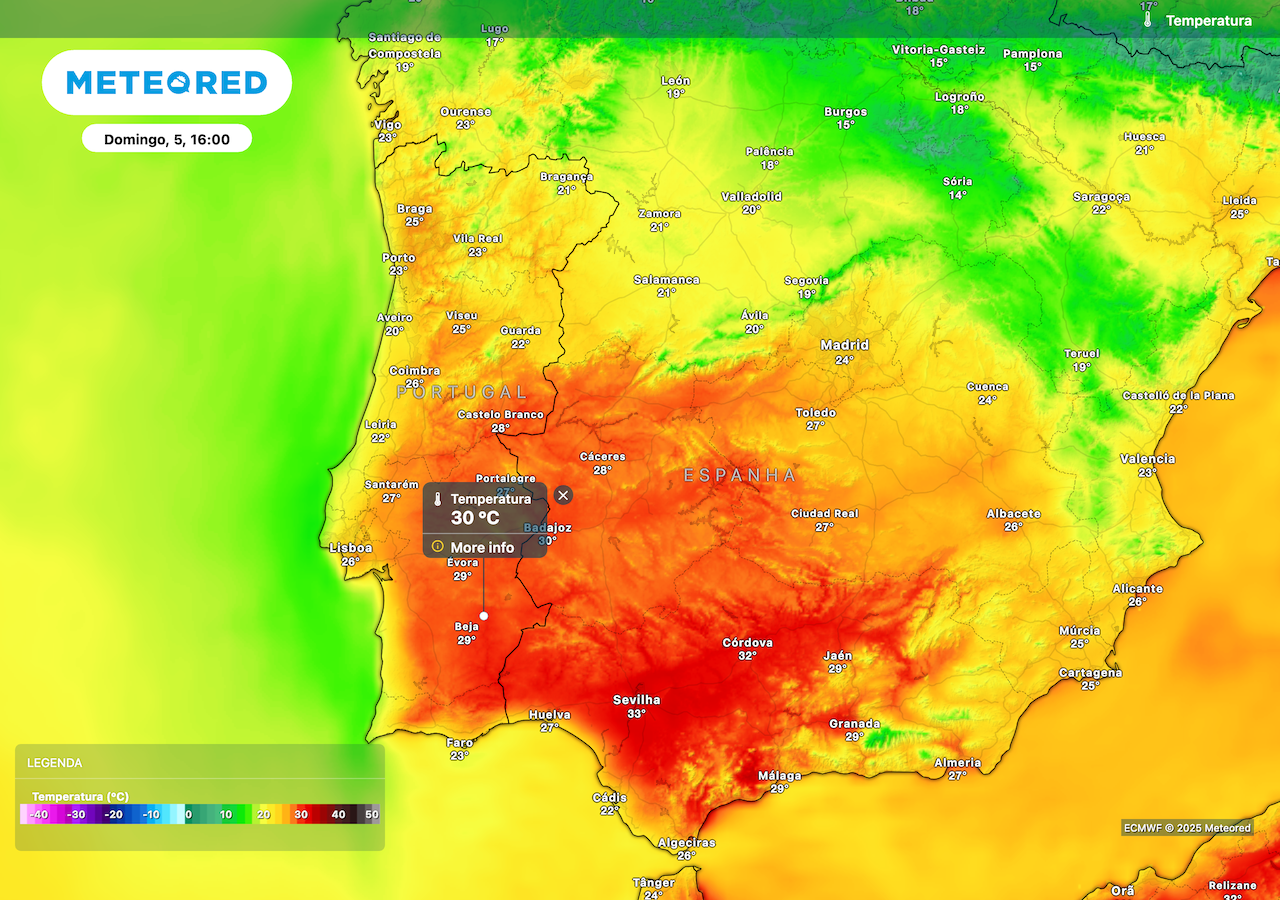 reforço da crista subtropical resultará na continuidade de temperaturas elevadas