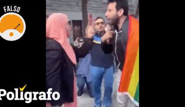 Vídeo mostra muçulmana a dizer a homem com bandeira LGBTQIA+ que não é bem-vindo em manifestação Pró-Palestina? – Polígrafo