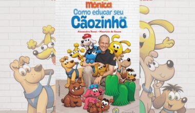 Capa de livro com tÃ­tulo e nome do autor e imagem de um homem sentado com diversas ilustraÃ§Ãµes de animais de estimaÃ§Ã£o ao redor dele