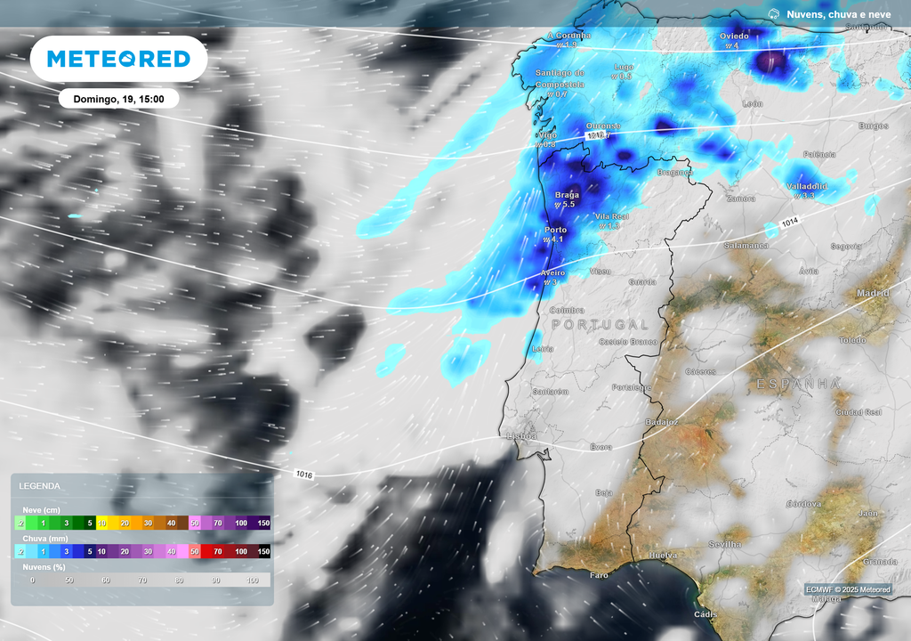 Mapa atmosférico: Chuva