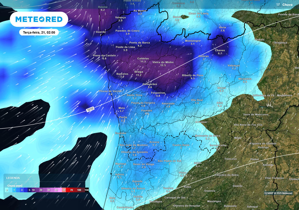 Mapa atmosférico: Chuva