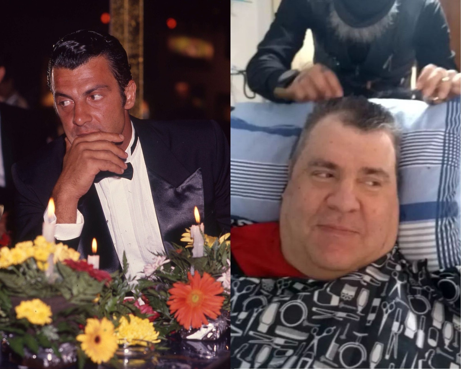 Gerson Brenner interpretava Gerson Giovanni em 'Rainha da sucata'. Há 26 anos, ele foi baleado ao sofrer um assalto e ficou com sequelas permanentes, como dificuldades de fala, perda de cognição e motricidade — Foto: Globo e Reprodução/Instagram