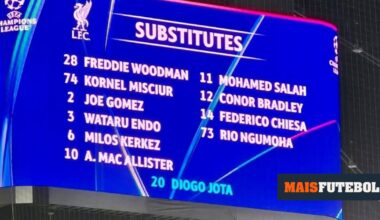 FOTO: o gesto de homenagem do Eintracht Frankfurt a lembrar Diogo Jota