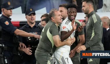 VÍDEOS: a «birra» feia de Vinicius e a provocação de Carvajal a Lamine Yamal